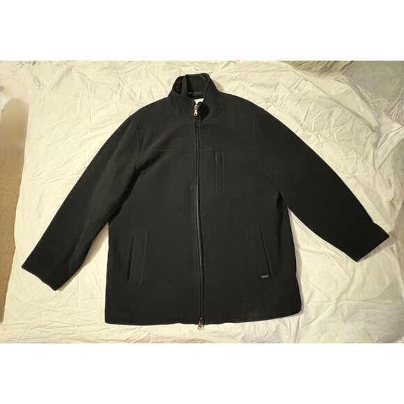 Like New Calvin Klein Mens Black Double-Zip Wool Blend Coat XL Quilted Lining - Picture 5 of 15